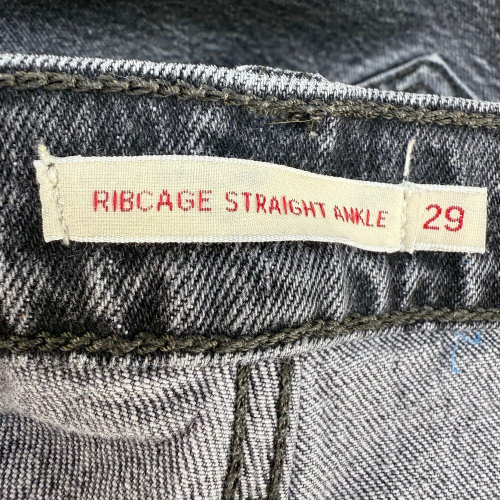 Levi's Jeans Women's 29 (8) Black Ribcage Straight Ankle Button Fly Big E VTG - Picture 4 of 14